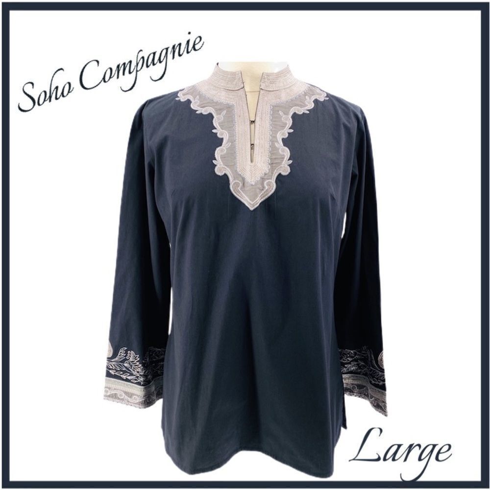 Soho Compagnie Kaftan Embroidered Detail Top Large
